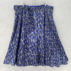 Reversible Wrap Skirt Womens One Size Boho Paisley Hippie Gypsy‎ Blue